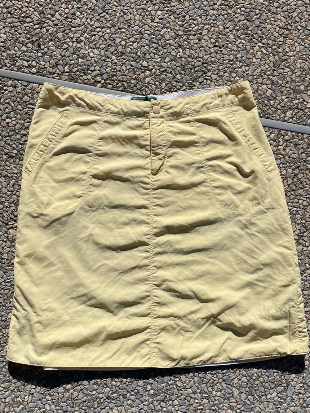 LLBean Women’s Nylon Butter Yellow Midi Skirt